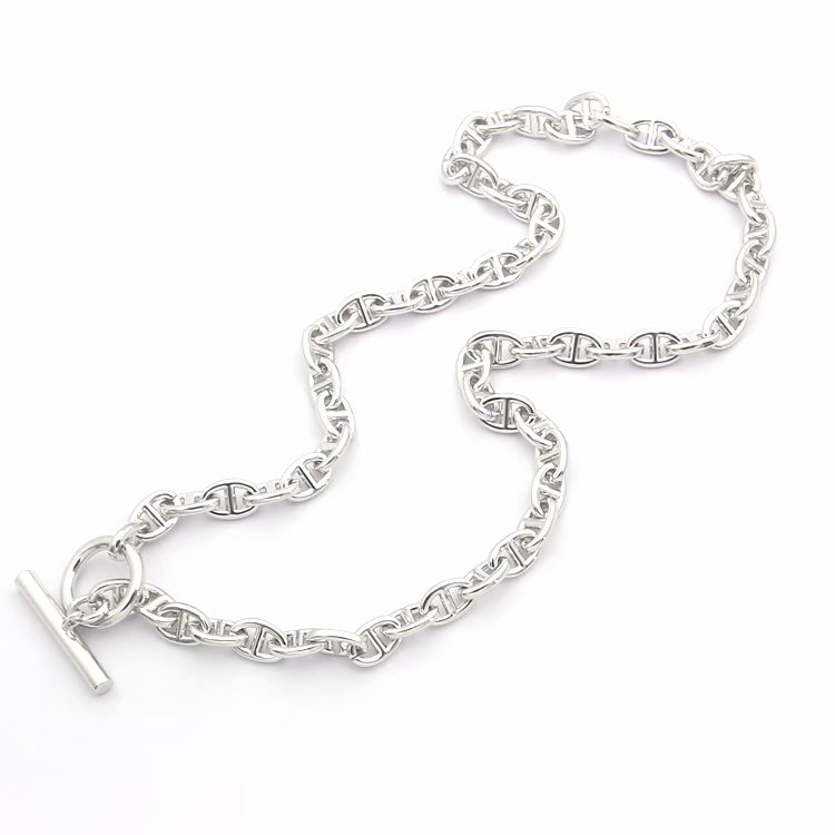 Europe America Fashion Style Men Lady Women Gold-Silver-Rose gold Metal Lovers Thick Necklace With Engraved H Letter Clasp Pendant