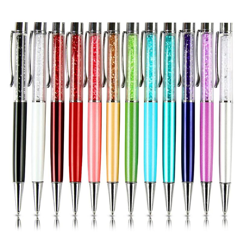 22 colors Crystal Ballpoint pen diamond Stationery ballpen Office school Promotion gift ring pendant beads nacklace custom logo