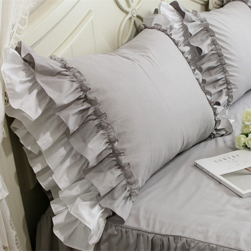 2pcs grey pillow case luxury ruffle lace pillow cover handmade wrinkle bedding cases handsome home textile sham, As pic
2pcs grey pillow case luxury ruffle lace pillow cover handmade wrinkle bedding cases handsome home textile sham, As pic