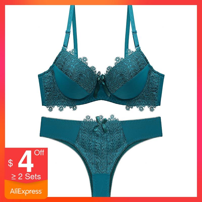 Push Up Bra and Thong Set Plus Size Lingere Set Lingerie Femme Sexy Hot Three Hook-and-eye Woman Lingerie 2020 Women's Intimates, Green bra set
Push Up Bra and Thong Set Plus Size Lingere Set Lingerie Femme Sexy Hot Three Hook-and-eye Woman Lingerie 2020 Women's Intimates, Green bra set