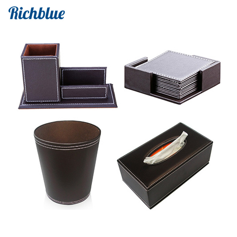 Household Supplies Durable PU leather Desk Organizer Tissue Box Trash Bins 6 pcs/ set Cup Pen holder with Card Stand
Household Supplies Durable PU leather Desk Organizer Tissue Box Trash Bins 6 pcs/ set Cup Pen holder with Card Stand