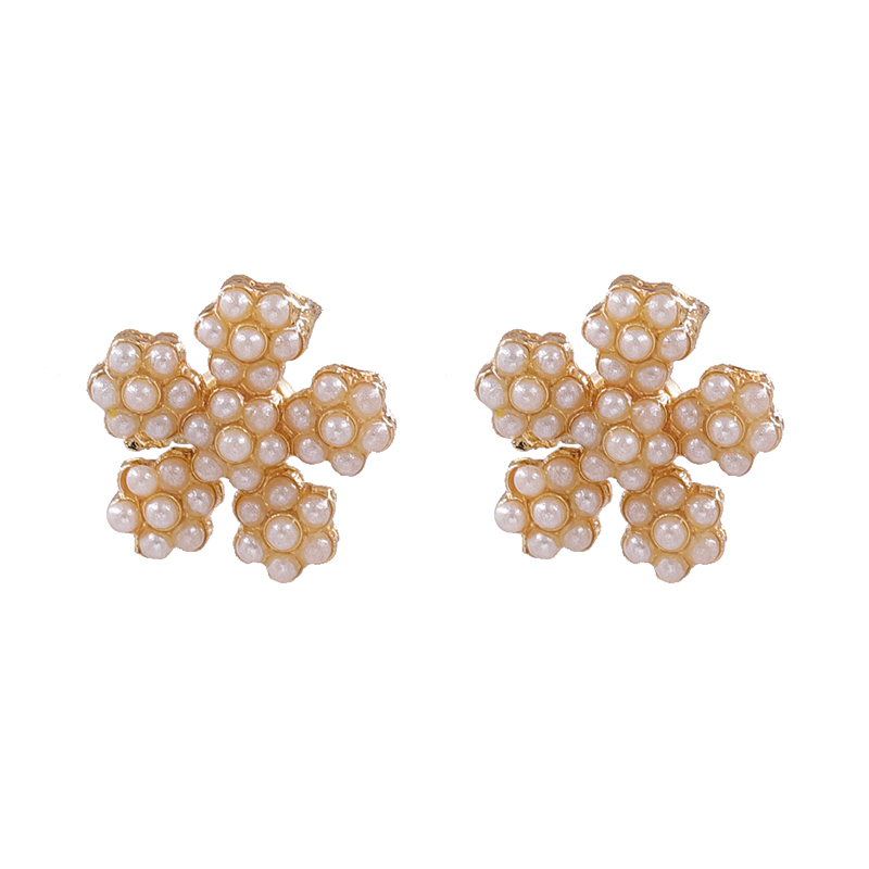 Korean Small Flower Pearl Crystal Stud Earring Cute Lady Elegant Earrings Women Fashion INS Girls New Design Jewelry Brincos