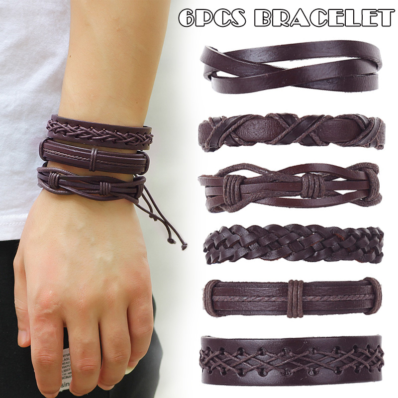 Unisex Faux Leather Rope Woven Bracelet 6Pcs/set Men Leather Bracelet Jewelry Gifts TC21
Unisex Faux Leather Rope Woven Bracelet 6Pcs/set Men Leather Bracelet Jewelry Gifts TC21