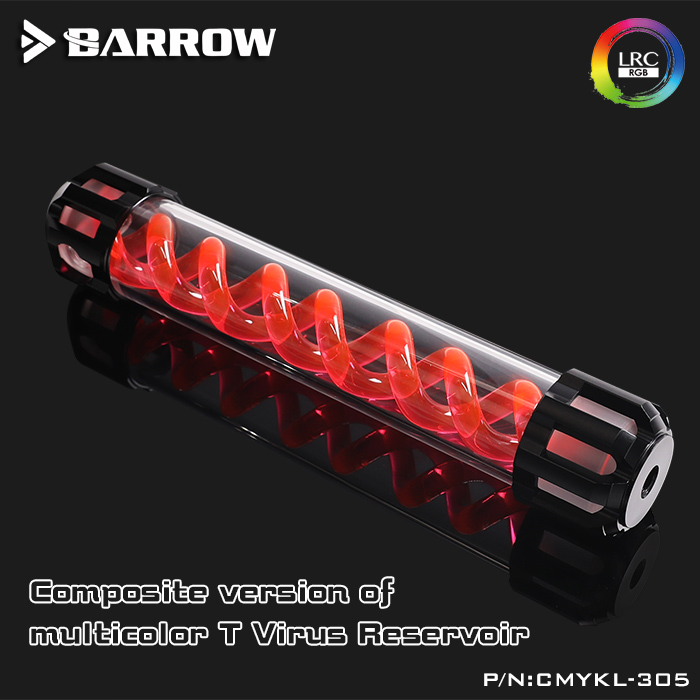 Barrow CMYKL-305, Composite Type -T Reservoirs, Aluminum Alloy Cover + Acrylic Body, Multiple Color Spiral, 305mm 
Barrow CMYKL-305, Composite Type -T Reservoirs, Aluminum Alloy Cover + Acrylic Body, Multiple Color Spiral, 305mm
