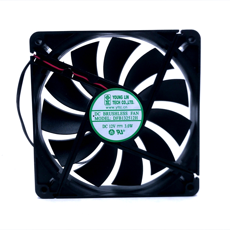 DFS132512H DFB13512H silent 135 chassis cooling fan DC 12V 3W 025A 2600RPM 13525 135 135 25mm 2 wires Dual Ball