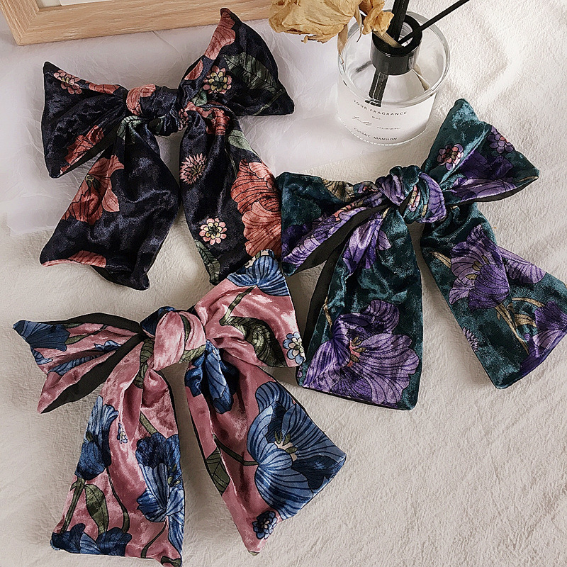 Women Elegant Fashion Bowknot Hair Clip Headdress Oil painting style velvet Spring Clip Hairpin Headwear Hari Accessories
Women Elegant Fashion Bowknot Hair Clip Headdress Oil painting style velvet Spring Clip Hairpin Headwear Hari Accessories