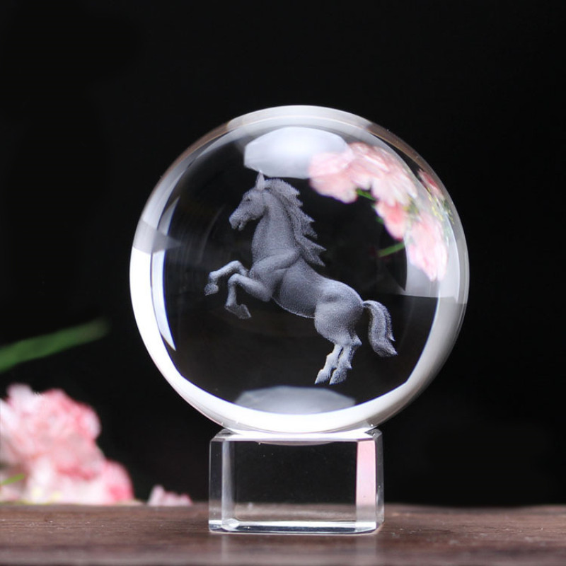 3D Laser Etched Zodiac Horse Crystal Ball New Miniature Glass Ball Sphere Home Art Decoration Animal Figurines Globe Accessory
3D Laser Etched Zodiac Horse Crystal Ball New Miniature Glass Ball Sphere Home Art Decoration Animal Figurines Globe Accessory
