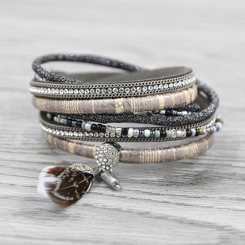 Strathspey multilayer leather bracelets for women 2020 bohemia feather bracelet beads wide bracelet with rhinestone wholesale
Strathspey multilayer leather bracelets for women 2020 bohemia feather bracelet beads wide bracelet with rhinestone wholesale