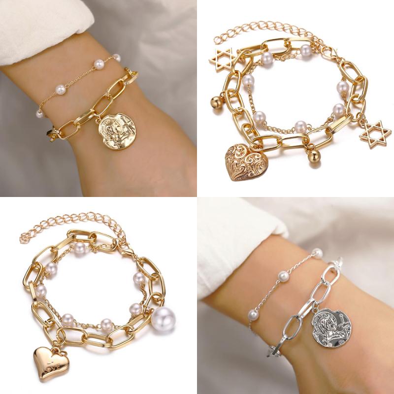 Gold color Bohemian Handmade heart pearl coin star Bracelet Sets Women 2020 New Rope Chain Bracelets Retro Jewelry Accessories
Gold color Bohemian Handmade heart pearl coin star Bracelet Sets Women 2020 New Rope Chain Bracelets Retro Jewelry Accessories