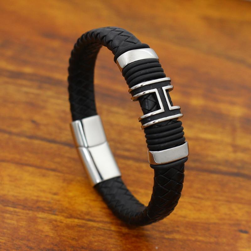 12MM Men Bangles Wide Braided Retro Genuine Leather Bracelet Stainless steel H Bead Bracelets with Magnet Clasp
12MM Men Bangles Wide Braided Retro Genuine Leather Bracelet Stainless steel H Bead Bracelets with Magnet Clasp