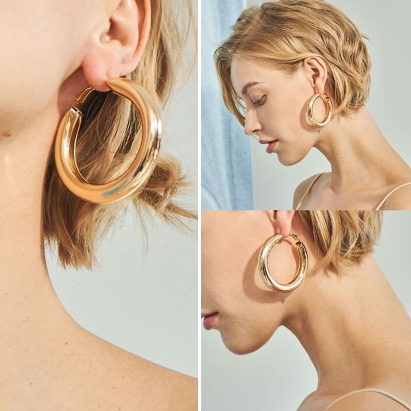 50mm 2 Inch Tube Thick Hoop Earrings Golden Silvery Lightweight Large Stud Earrings Women Fashion Jewelry
50mm 2 Inch Tube Thick Hoop Earrings Golden Silvery Lightweight Large Stud Earrings Women Fashion Jewelry