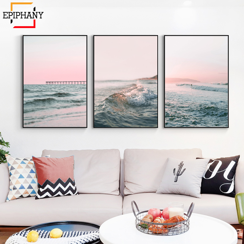 Modern Ocean Print Gallery Wall Art Canvas Painting Beach Pink Sunset Waves Landscape Posters Wall Pictures for Living Room
Modern Ocean Print Gallery Wall Art Canvas Painting Beach Pink Sunset Waves Landscape Posters Wall Pictures for Living Room