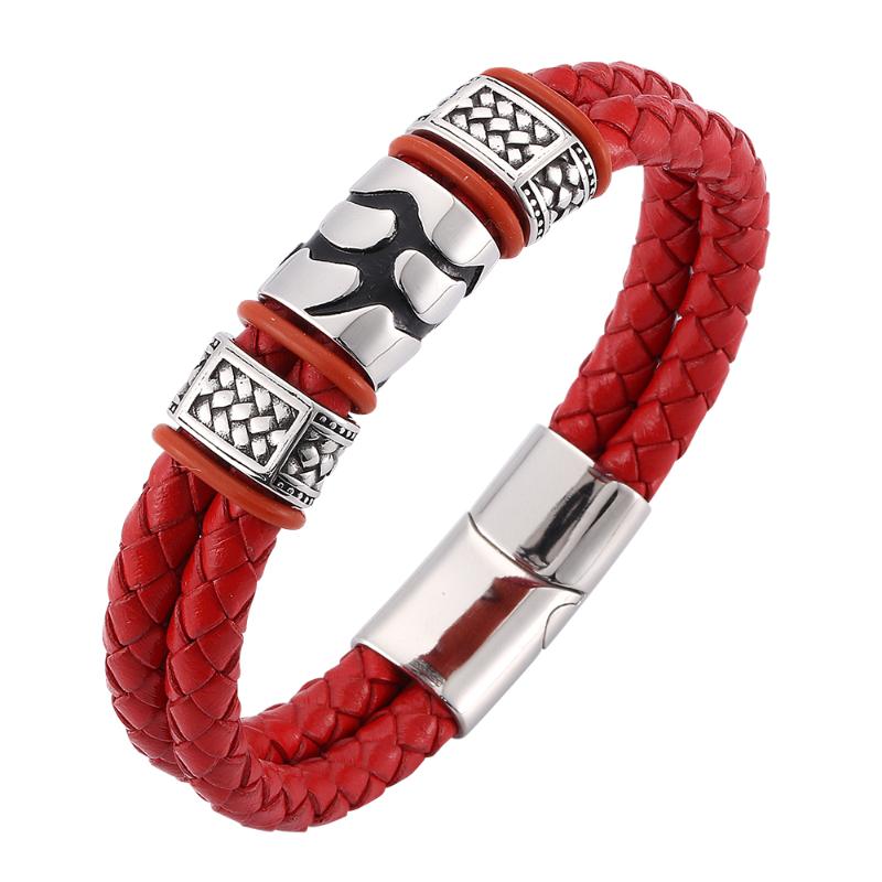 Fashion business men's woven red leather bracelet Stainless steel magnetic buckle creative simple charm bracelet 7-SP0101
Fashion business men's woven red leather bracelet Stainless steel magnetic buckle creative simple charm bracelet 7-SP0101