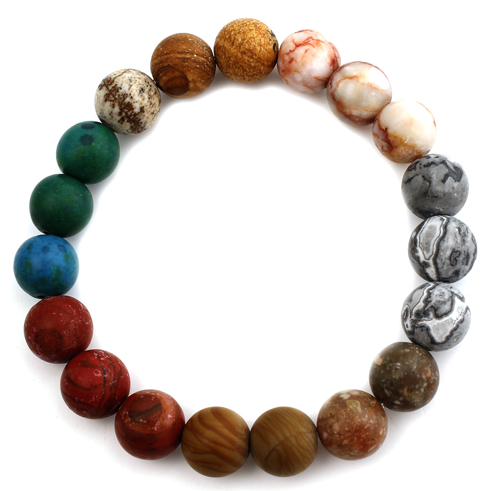 Eight Planets Bead Bracelet Men Natural Stone Universe Yoga Solar Chakra Bracelet for Women Men Jewelry Gifts