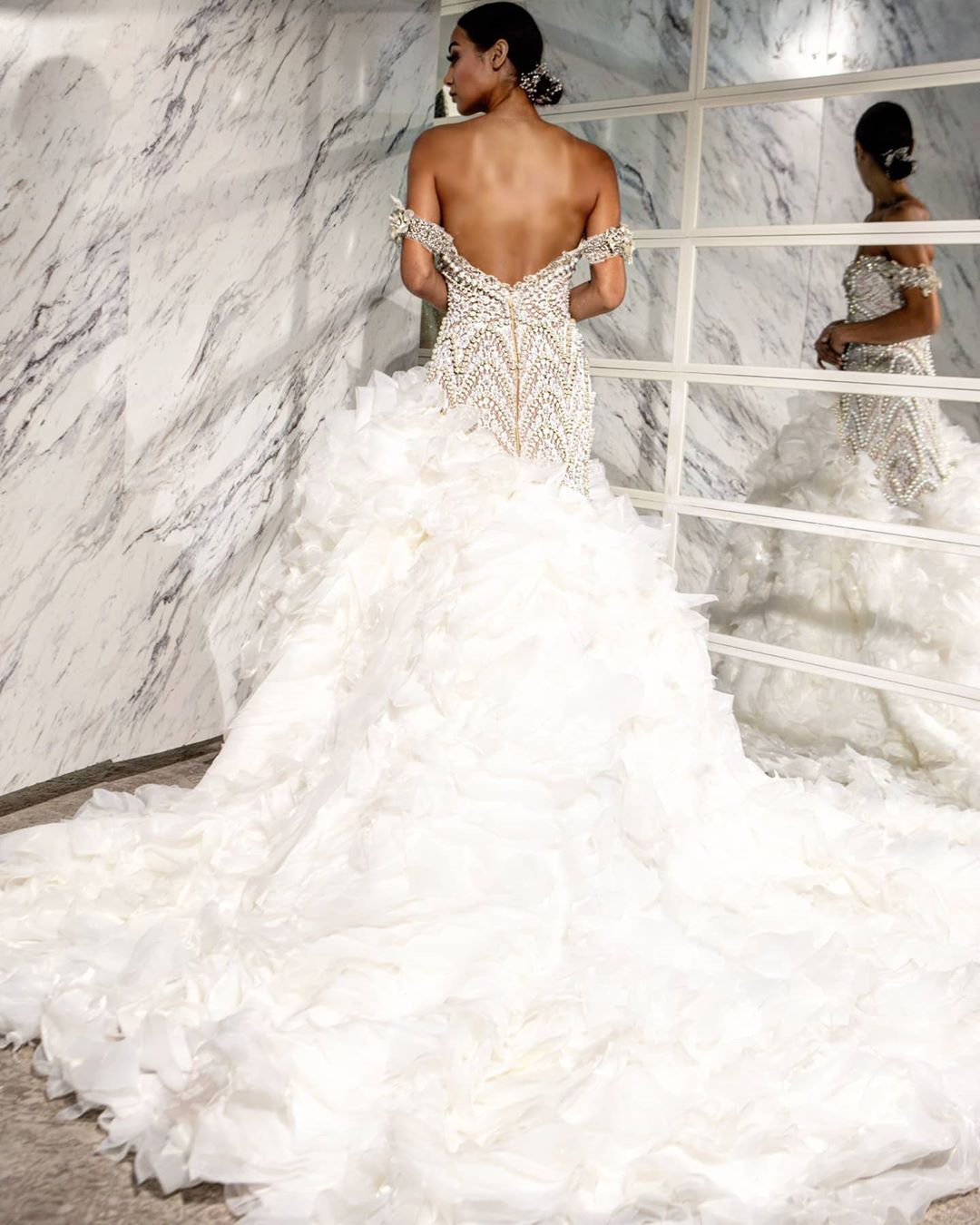 plus size arabic aso ebi luxurious mermaid sexy wedding dresses crystals pearls bridal dresses lace tiers wedding gowns zj944