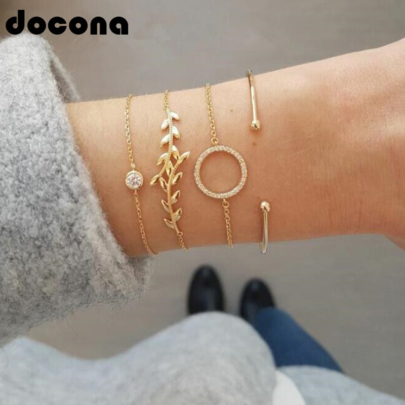 Charm Crystal Leaf Open Layered Bracelet Set For Women Girl Elegance Gold Color Adjustable Geometry Jewelry Pulseiras4175
Charm Crystal Leaf Open Layered Bracelet Set For Women Girl Elegance Gold Color Adjustable Geometry Jewelry Pulseiras4175