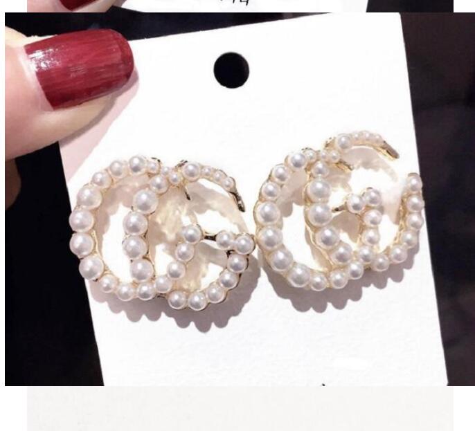 High sense of temperament new tide pearl Hoop net red earrings