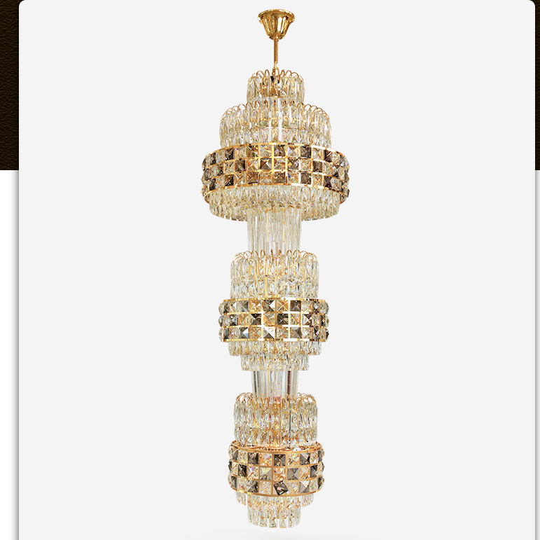 American Spiral Stairs Crystal Chandelier LED Light Shining Multi-circle European Long Crystal Chandeliers Lights Fixture Dia55cm H180cm