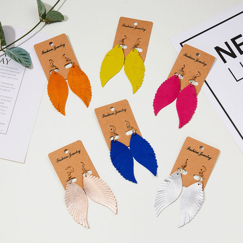2021 New Fashion Leather Dangle Earring Womens Angle Wings Hoop Earrings Wedding Party Jewelry Gift IE91601
