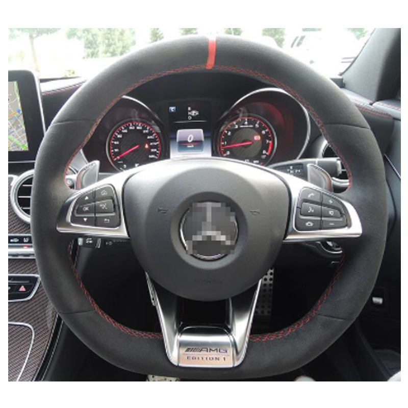 For Benz AMG C63S High Quality Hand-stitched Anti-Slip Black Suede Red Thread DIY Steering Wheel Cover
For Benz AMG C63S High Quality Hand-stitched Anti-Slip Black Suede Red Thread DIY Steering Wheel Cover