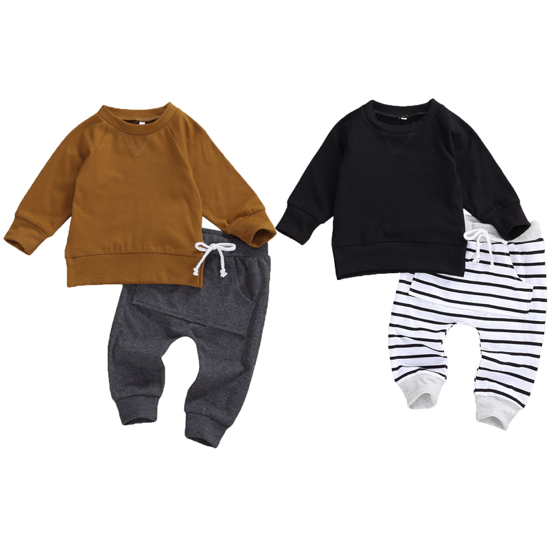 0-24M Autumn Baby Boys Clothes Sets Long Sleeve Pullover Sweatshirt Tops Solid/Striped Pants Trousers
0-24M Autumn Baby Boys Clothes Sets Long Sleeve Pullover Sweatshirt Tops Solid/Striped Pants Trousers