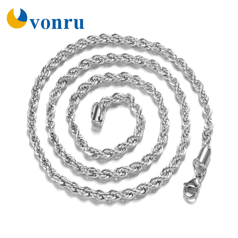 Hot Sale Silver Color Women Man Stainless Steel Necklace 4MM 20"24"28 inch Twist Rope Chain Jewelry Accesory Male Coulomb
Hot Sale Silver Color Women Man Stainless Steel Necklace 4MM 20"24"28 inch Twist Rope Chain Jewelry Accesory Male Coulomb