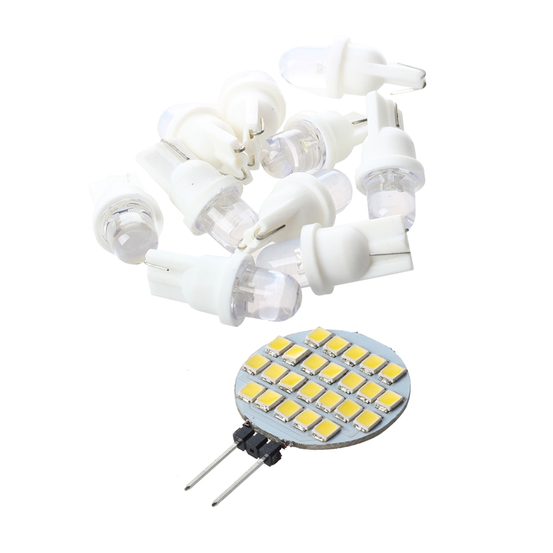 

10x Car T10 White LED e Bulb License Plate Interior Light Lamp 24V & 1x G4 Bulb Spot Lamp 12V DC 24 LED 1W, As pic