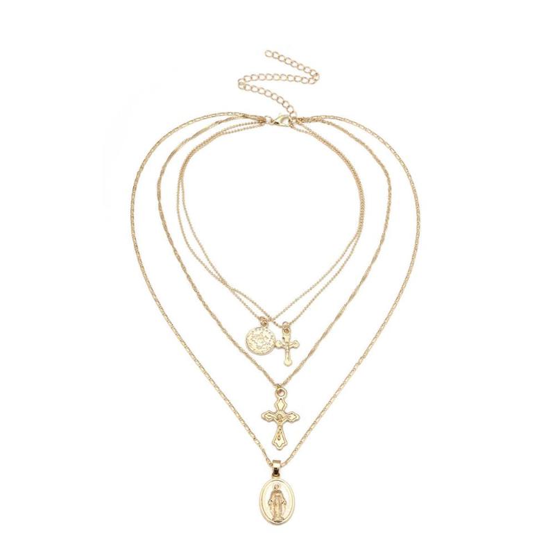 Retro exaggerated personality, stylish multi-layered item, simple Virgin cross pendant necklace
Retro exaggerated personality, stylish multi-layered item, simple Virgin cross pendant necklace