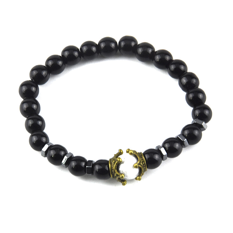 Charm Bracelet for Men Fashion Antique crown High quality Tiger eye stone bead Bracelets Jewelry Male