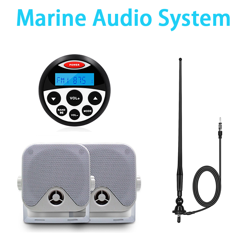 Marine Audio USB MP3 Player Boat Stereo Bluetooth Receiver + Waterproof Hanging Box Speakers For UTV ATV Boat + Radio Antenna car
Marine Audio USB MP3 Player Boat Stereo Bluetooth Receiver + Waterproof Hanging Box Speakers For UTV ATV Boat + Radio Antenna car