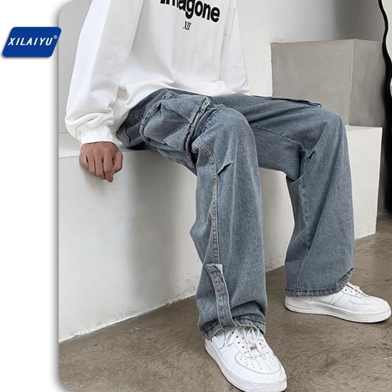 Men' Jeans XILAIYU Spring/autumn Retro Nine Division Men/women Straight Tube Loose Fit Students Versatile Wide Leg Hip Hop Cargo Pant, Blue 
Men' Jeans XILAIYU Spring/autumn Retro Nine Division Men/women Straight Tube Loose Fit Students Versatile Wide Leg Hip Hop Cargo Pant, Blue