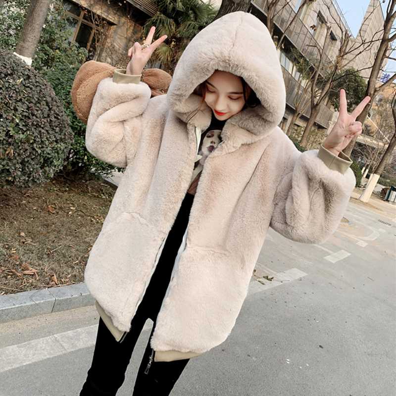 New Faux Winter Coat Women Fur Coat Loose Solid Color Casual Hooded Fur Jacket Female Thick Warm Overcoat D116, Beige
New Faux Winter Coat Women Fur Coat Loose Solid Color Casual Hooded Fur Jacket Female Thick Warm Overcoat D116, Beige