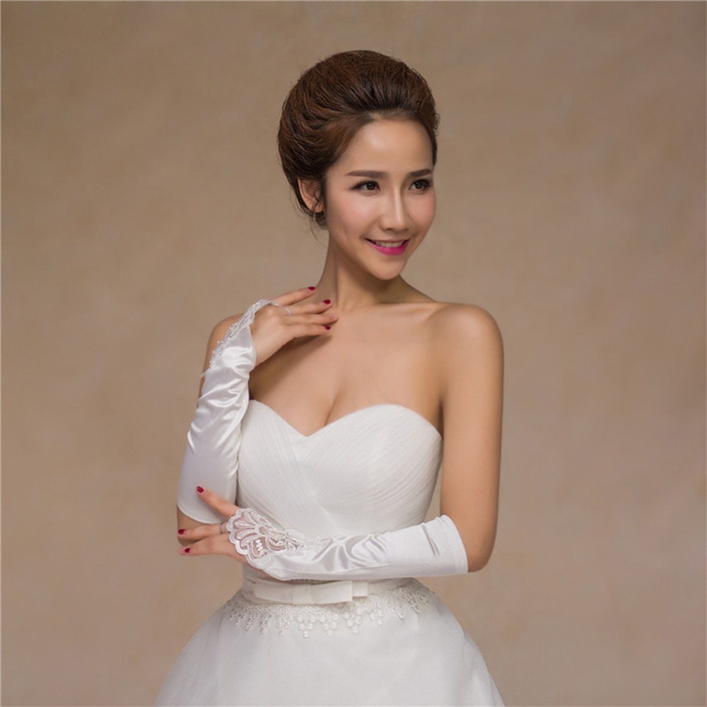 2020 1 pair new Bride Gloves Fingerless Lace Satin Women Girls Prom Feast Wedding Accessories wedding gloves
