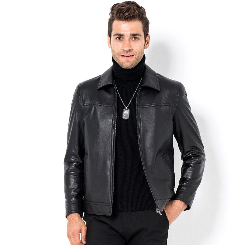 Mens Jacket 100% Leather sheepskin Collar Business Men Jacket Natural Leather High-Quality Coat H317, Black
Mens Jacket 100% Leather sheepskin Collar Business Men Jacket Natural Leather High-Quality Coat H317, Black
