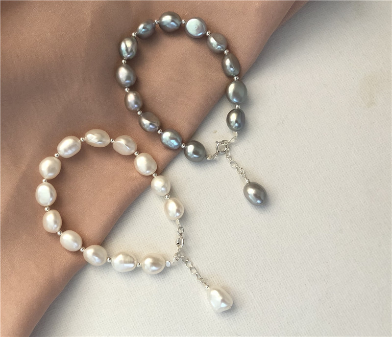 New Natural Breeding Freshwater Gray white Pearl 9-10MM Baroque Irregular Pearl Bracelet
New Natural Breeding Freshwater Gray white Pearl 9-10MM Baroque Irregular Pearl Bracelet