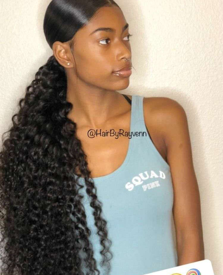 Hot new Brazilian deep wave hair bundles extened ponytail trendy hairstyle 100% human hair ponytail wraps pony tail for black women140g