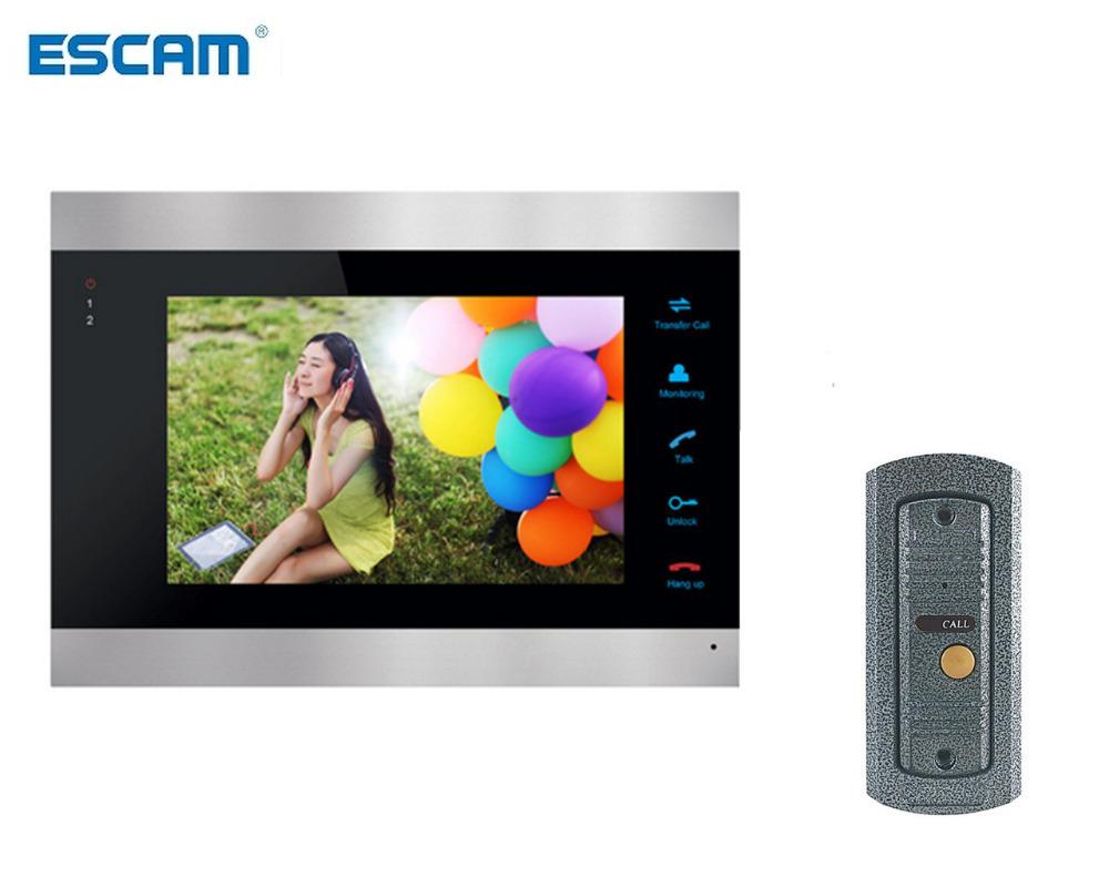 ESCAM 7 Inch Color LCD Video Door Phone Intercom System Door Release Unlock Color Doorbell Camera 600TVL Night Vision
ESCAM 7 Inch Color LCD Video Door Phone Intercom System Door Release Unlock Color Doorbell Camera 600TVL Night Vision