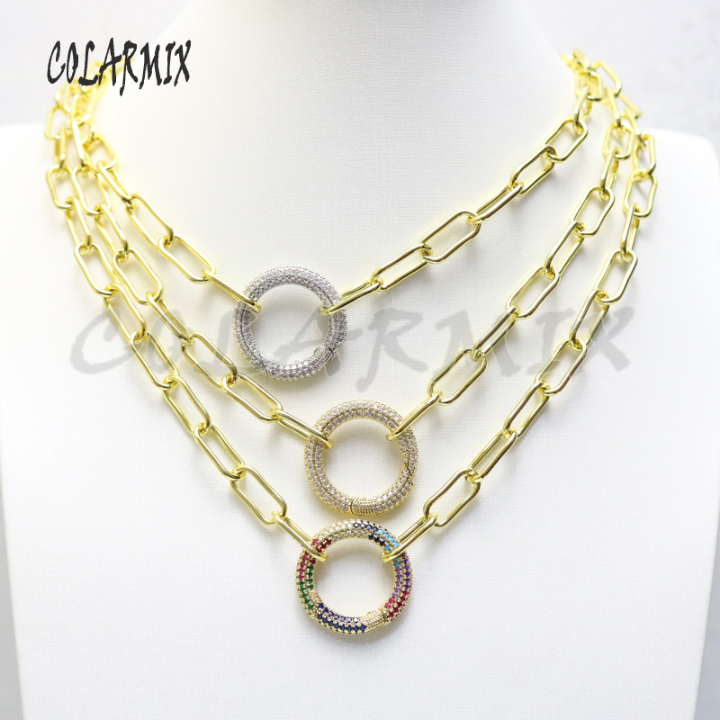 3Pcs Round Zircon jewelry necklace not fade color Big Link chain jewelry accessories pendants fashion for women 50963
3Pcs Round Zircon jewelry necklace not fade color Big Link chain jewelry accessories pendants fashion for women 50963