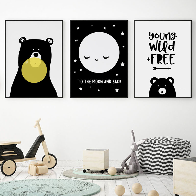 Baby Nursery Wall Art Canvas Posters Black and White Bear Prints Cartoon Nordic Kids Decoration Picture Children Bedroom Decor
Baby Nursery Wall Art Canvas Posters Black and White Bear Prints Cartoon Nordic Kids Decoration Picture Children Bedroom Decor