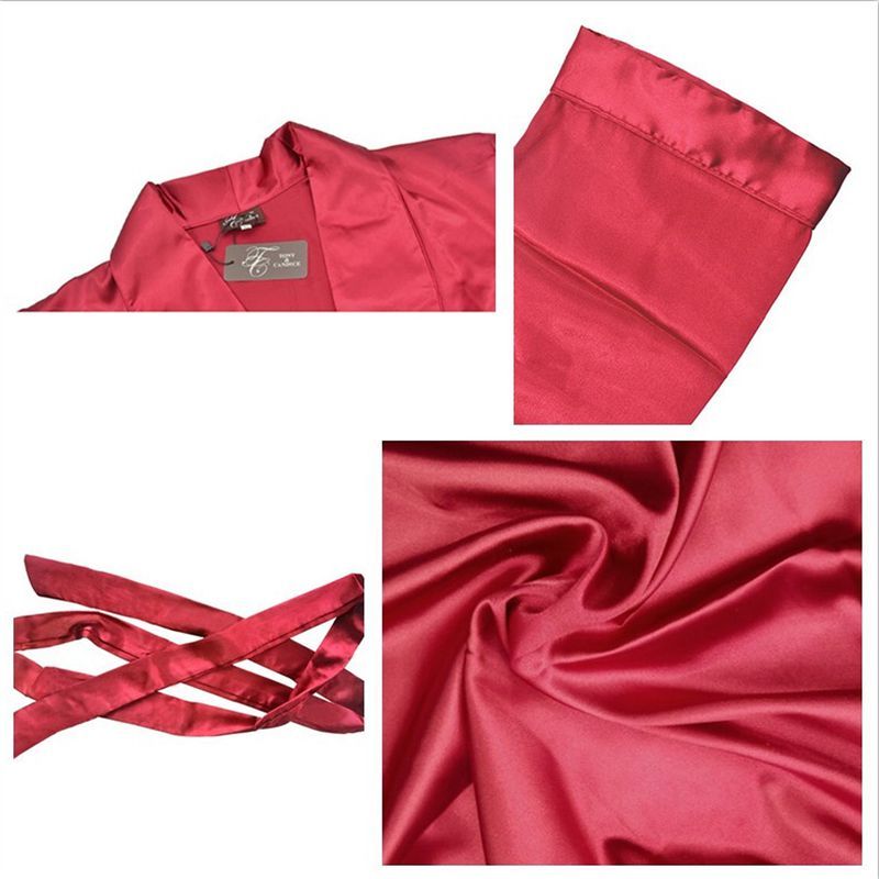 Tony&Candice Men's Silk Satin Bathrobe Robe Long Solid Silk Pajamas Men Silk Nightgown Sleepwear kimono homme Dressing Gown 200919