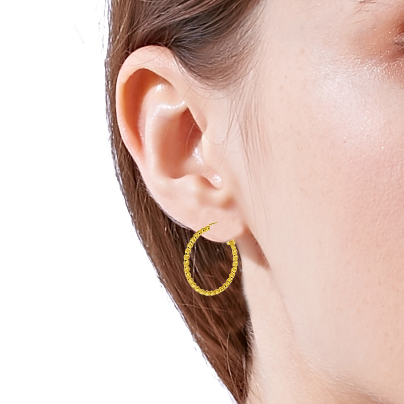 30mm 40mm 50mm Classic 18Kc Golden Twisted Hoop Earrings Women Bridal Wedding Jewelry
30mm 40mm 50mm Classic 18Kc Golden Twisted Hoop Earrings Women Bridal Wedding Jewelry