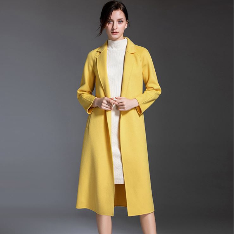 Woolen Female Double faced cashmere Overcoat V-neck Waistband Coats With Belt Long topcoat Winter coat yellow Medium Overcoat, Color same picture
Woolen Female Double faced cashmere Overcoat V-neck Waistband Coats With Belt Long topcoat Winter coat yellow Medium Overcoat, Color same picture