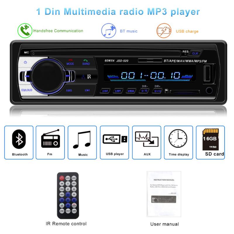 1 Din Car Radio Autoradio JSD-520 auto Stereo 12v bluetooth V2.0 FM Aux Input Receiver Car Audio SD USB MP3 MMC WMA jsd 520
1 Din Car Radio Autoradio JSD-520 auto Stereo 12v bluetooth V2.0 FM Aux Input Receiver Car Audio SD USB MP3 MMC WMA jsd 520