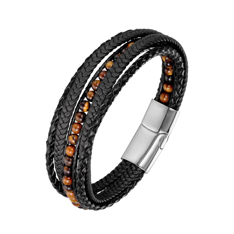 Fashion Natural Stone Beads Men Bracelet Multilayer Black Leather Bracelet Punk Jewelry Stainless Steel Magnetic Clasp Bangles
Fashion Natural Stone Beads Men Bracelet Multilayer Black Leather Bracelet Punk Jewelry Stainless Steel Magnetic Clasp Bangles