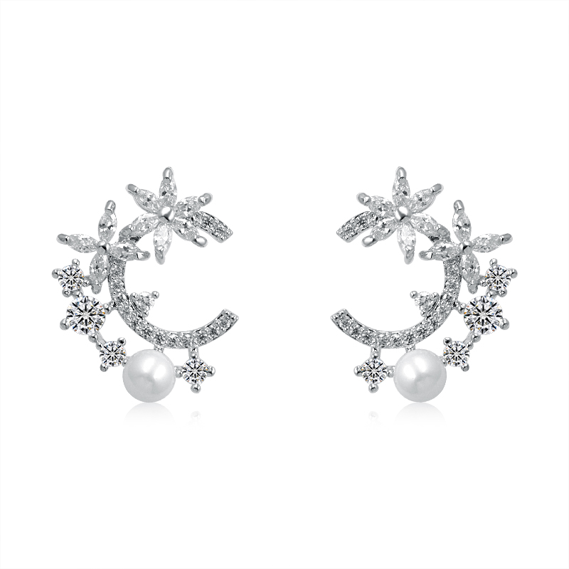 WEIMANJINGDIAN New Arrival Cubic Zirconia CZ Crystal Moon Flower Stud Earring for Women in Gold / Silver Color Plated
WEIMANJINGDIAN New Arrival Cubic Zirconia CZ Crystal Moon Flower Stud Earring for Women in Gold / Silver Color Plated