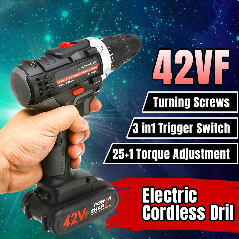 42V Cordless Screwdriver LED Light Mini DIY Wireless Power Driver 100-240V Electric Drill Lithium Battery 2-Speed Power Tools
42V Cordless Screwdriver LED Light Mini DIY Wireless Power Driver 100-240V Electric Drill Lithium Battery 2-Speed Power Tools