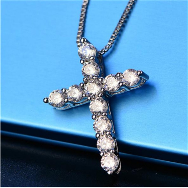 xury Cubic Zircon Pendant Necklace 925 Sterling Silver Christian Jesus Jewelry For Women Gift a036