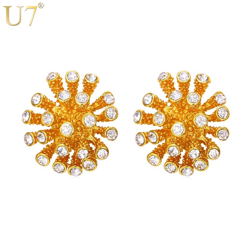 U7 Full Stars With Crystals Earrings For Women Trendy Gold Color Jewelry Wholesale Round Hemisphere Stud Earrings E749
U7 Full Stars With Crystals Earrings For Women Trendy Gold Color Jewelry Wholesale Round Hemisphere Stud Earrings E749