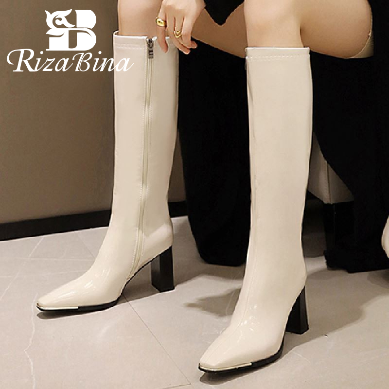 RIZABINA Women Knee Boots Thick High Heel Metal Decoration Zipper Shoes Square Toe Warm Boots Women Party Footwear Size 34-43, Ivory with fur
RIZABINA Women Knee Boots Thick High Heel Metal Decoration Zipper Shoes Square Toe Warm Boots Women Party Footwear Size 34-43, Ivory with fur