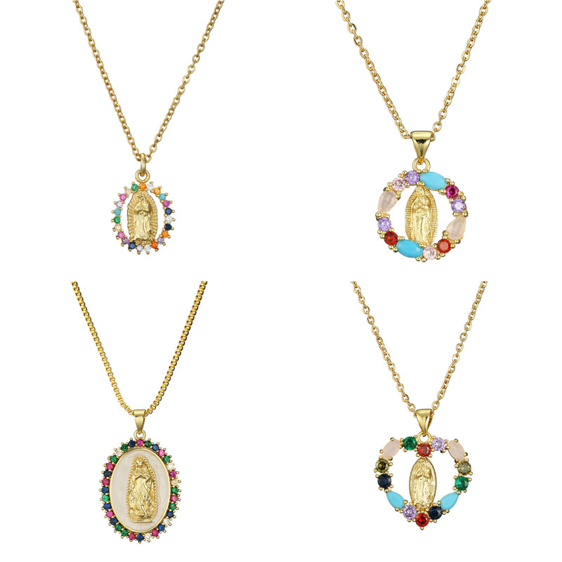 4 Style Gold Chain Necklace For Women Men Colourful Crystal CZ Virgin Mary Pendant Necklace Christian Jewelry
4 Style Gold Chain Necklace For Women Men Colourful Crystal CZ Virgin Mary Pendant Necklace Christian Jewelry